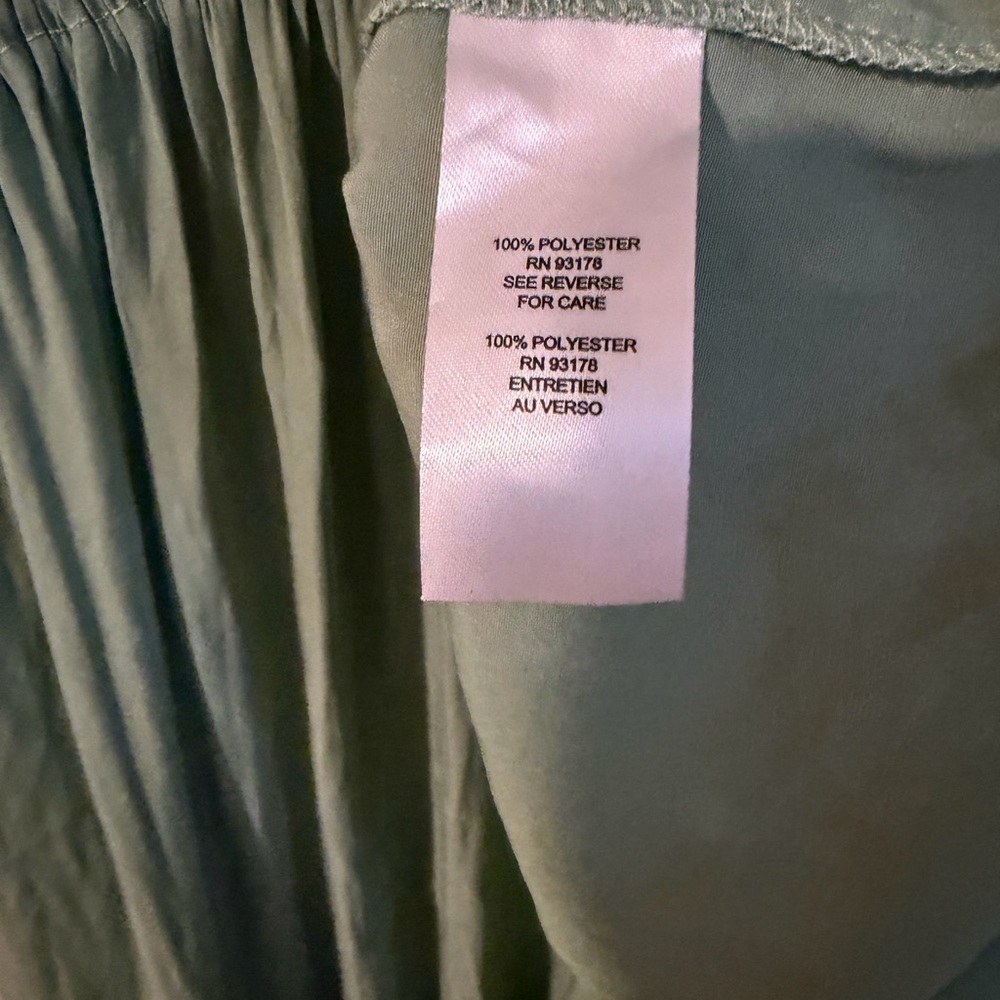 T TAHARI V-Neck Sleeveless Drawstring Waist Midi Dress Green sz 14 aprox boho - Picture 12 of 13